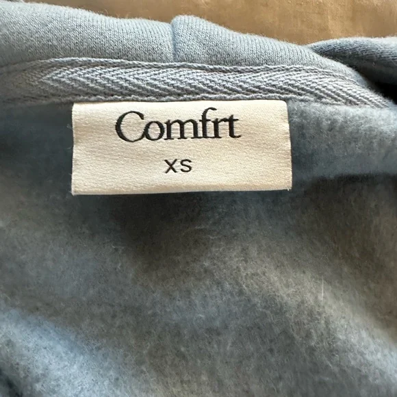 Comfrt Unisex Blue Zip-Up Hoodie Size Extra Small - Picture 3 of 4